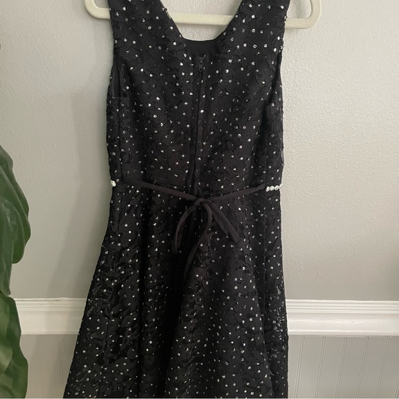 Speechless Kids Black Lace Silver Metallic Dress Size 7 - Picture 7 of 10